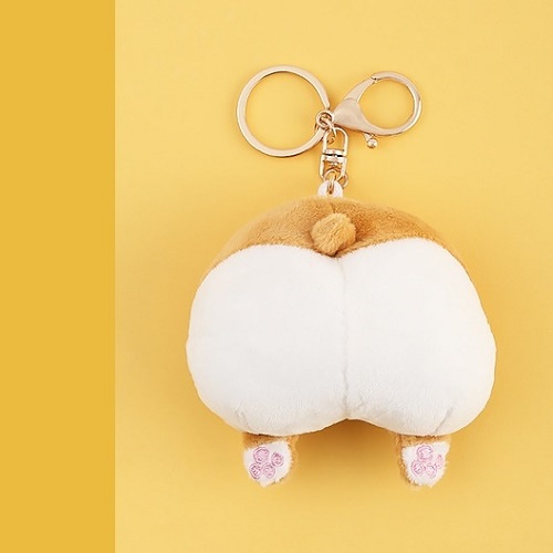 Móc khóa hình mông chó Corgi lông mềm đáng yêu