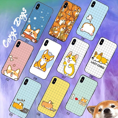 Bộ sưu tập ốp lưng điện thoại hình Corgi dễ thương, màu sắc tươi sáng