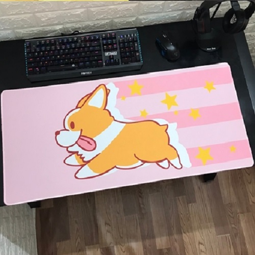Tấm lót chuột cỡ lớn hình chó Corgi đang bay dễ thương