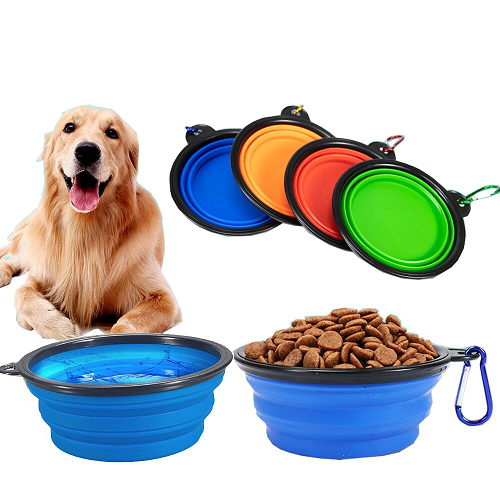 Bát ăn silicone gấp gọn cho chó với nhiều màu, tiện mang theo khi du lịch