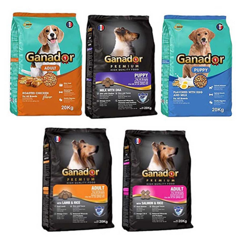 Các loại thức ăn cho chó Ganador Premium vị gà, cừu, cá hồi và sữa