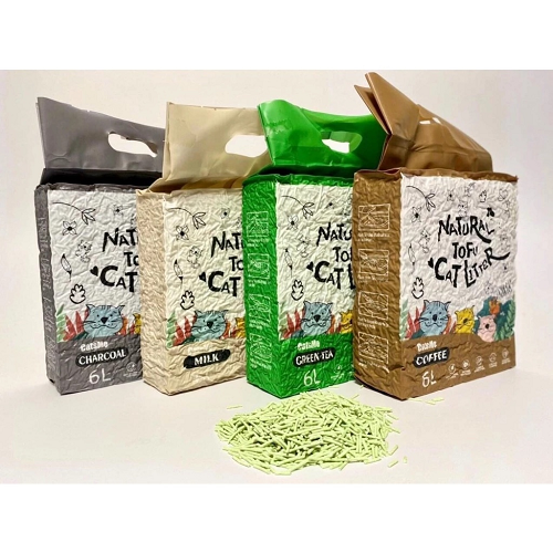 Cát đậu hũ Natural Tofu Cat Litter 6L, nhiều mùi: trà xanh, sữa, than hoạt tính, cà phê.