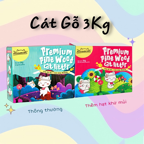 Cát gỗ Meowcat 3kg thân thiện môi trường, ít bụi, an toàn cho sức khỏe mèo và người.