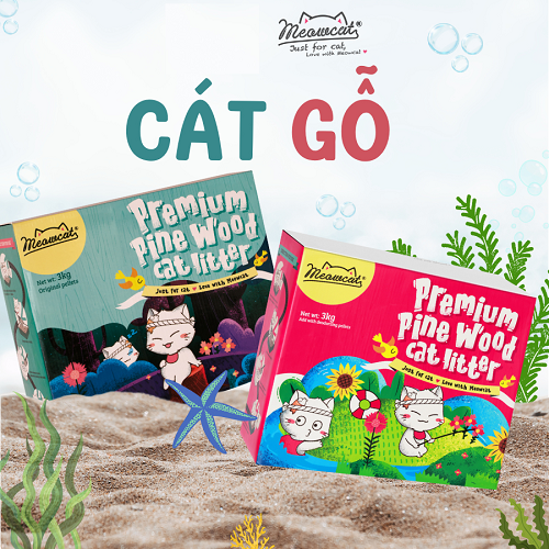 Cát vệ sinh hữu cơ Meowcat từ gỗ thông, an toàn cho mèo và thân thiện với môi trường.