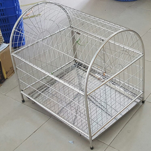 Chuồng mèo Inox hình vòm chắc chắn, thoáng khí và dễ vệ sinh.