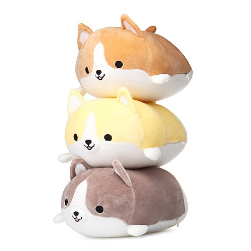 Gấu bông chó Corgi ba màu với biểu cảm đáng yêu