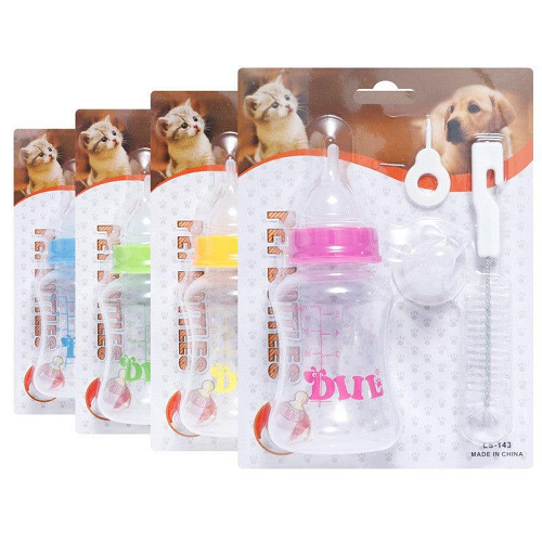 Bộ bình sữa cho chó mèo con bú kèm bàn chải tiện lợi