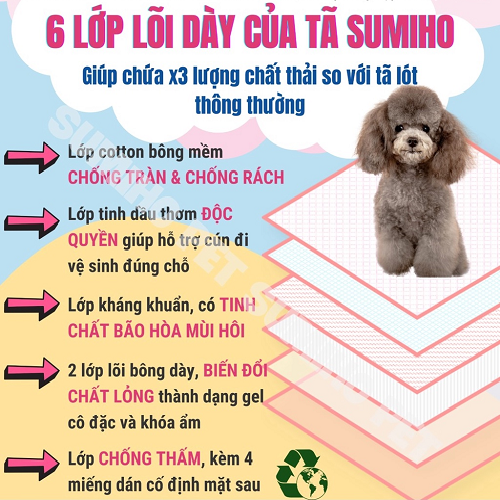 Tã lót SUMIHO 6 lớp chống tràn cho chó mèo
