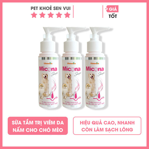 Sữa tắm trị viêm da nấm da Micona cho chó mèo