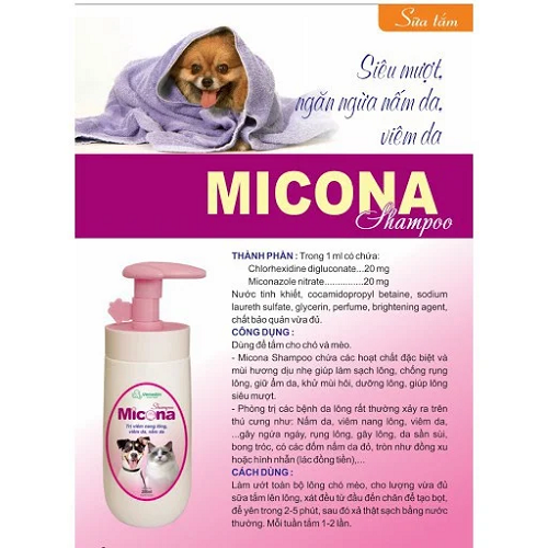 Sữa tắm trị viêm da nấm lông Micona cho chó mèo