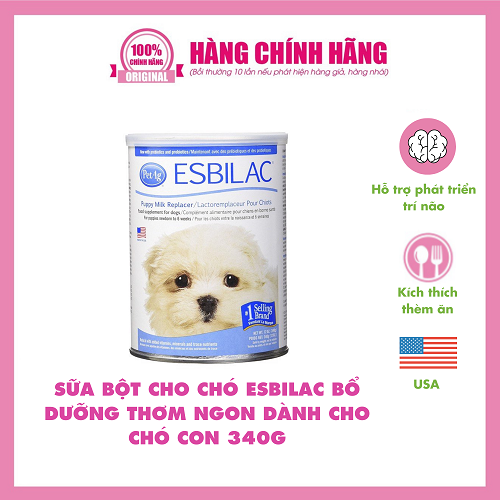 Sữa bột Esbilac cho chó con hỗ trợ tiêu hóa và phát triển trí não