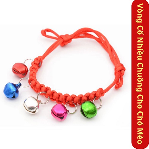 Vòng cổ handmade cho chó mèo với nhiều chuông đủ màu sắc