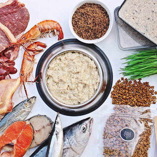 Pate cho chó làm từ thịt, gan, cá và hải sản tươi sống.