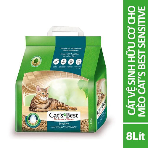 Bao cát vệ sinh hữu cơ Cat’s Best Sensitive 8 lít dành cho mèo, màu xanh lá