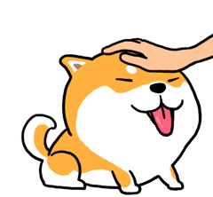 Icon hoạt hình chó Shiba Inu được vuốt ve với biểu cảm hạnh phúc.