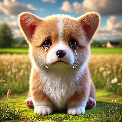 Chó Corgi khóc do tuyến lệ tắc gây chảy nước mắt kéo dài