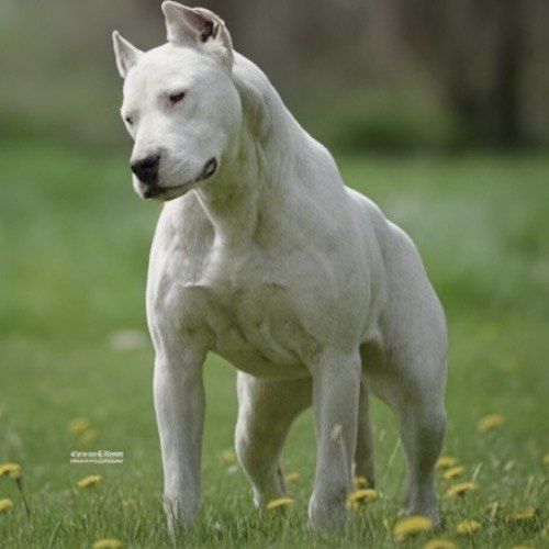 Chó Dogo Argentino trắng toàn thân – giống chó săn dữ bậc nhất thế giới.