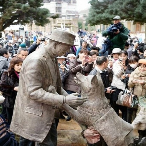 Tượng chú chó Hachiko đoàn tụ với giáo sư Ueno.