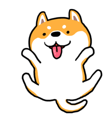 Icon hoạt hình chó Shiba Inu vui nhộn với biểu cảm hạnh phúc, lưỡi thè ra.