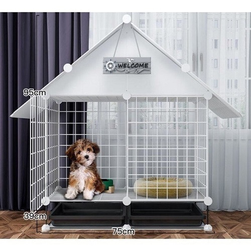 Chuồng chó Poodle mái nhà đẹp, thiết kế rộng rãi và tiện nghi.