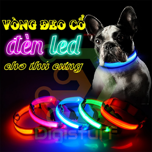 Vòng cổ đèn LED phát sáng nhiều màu cho chó mèo ban đêm