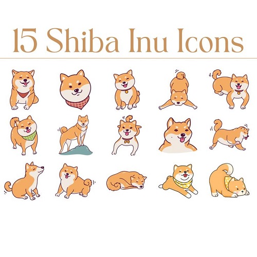 15 icon Shiba Inu dễ thương với nhiều tư thế và biểu cảm vui nhộn, ngộ nghĩnh