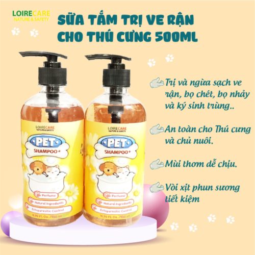 Sữa tắm LoireCare trị ve rận, khử mùi và dưỡng lông cho thú cưng.